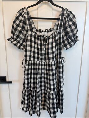 Madewell Black and White Gingham Top